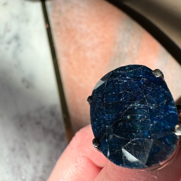 Raw sapphire ring amazing!~ real silver ring heavy excellent quality size 8 - Picture 5 of 16
